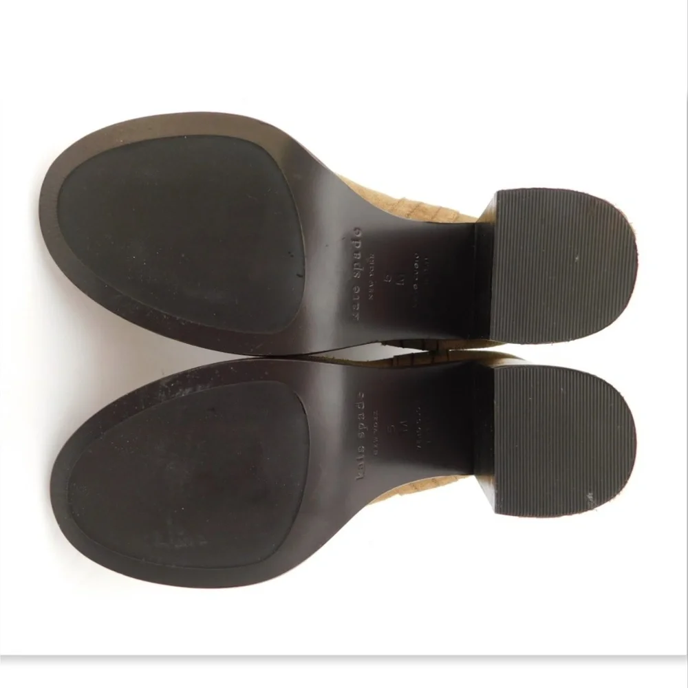 Unworn KATE SPADE Hazel Brown Suede Leather Block Heel Booties 5